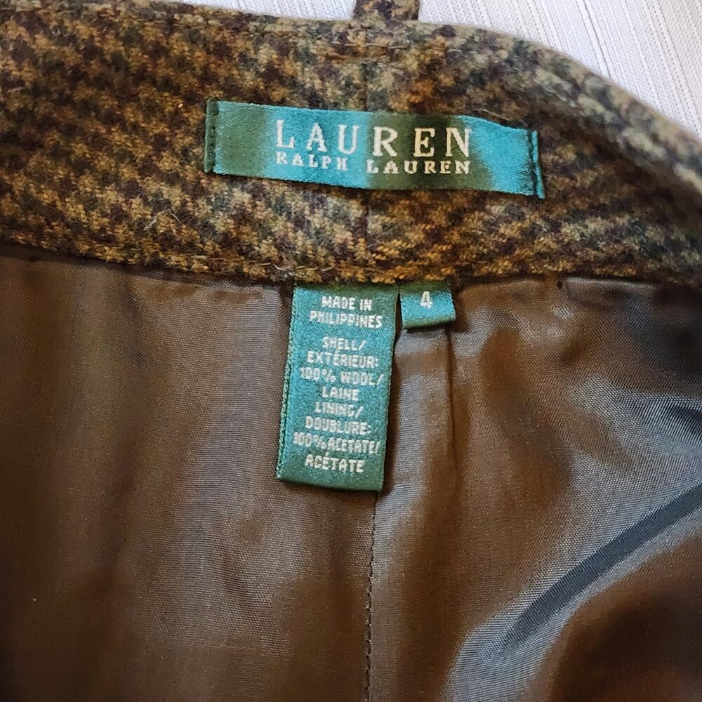 Lauren Ralph Lauren Womens Wool Pants Size 4 Brown Plaid Straight Leg Lined - Picture 7 of 10